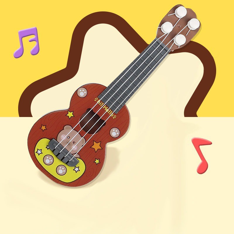 CR CM-P26 Alat Musik Gitar Ukulele Kayu Edukasi Anak / Gitar Mini Senar 4 Musik Mainan Anak-KAYU COKLAT BEAR