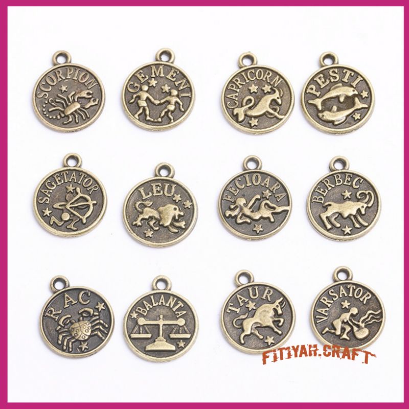 CHARM ZODIAK CHARM ALLOY ZODIAK BAHAN KERAJINAN GELANG KALUNG DLL