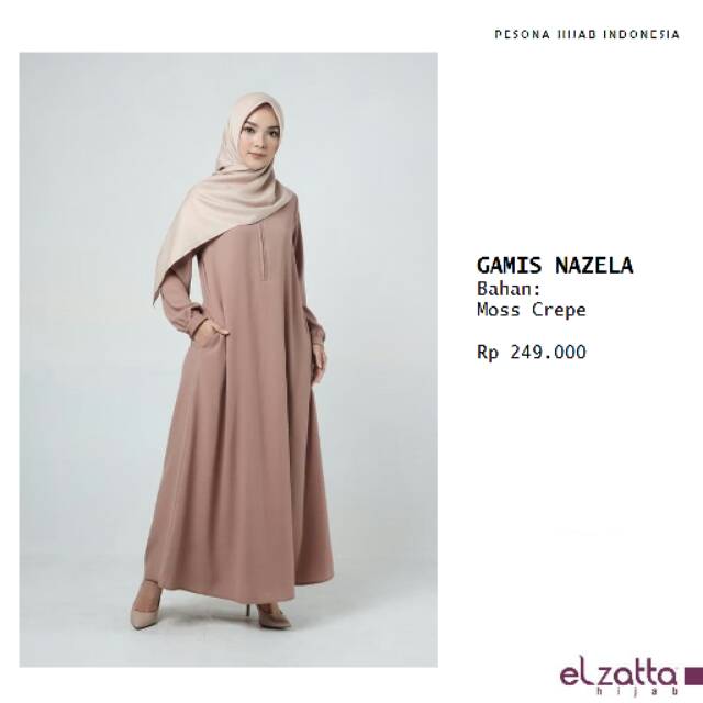 Gamis Polos Busui Bahan Moss Crepe Elzatta Gamis Nazela