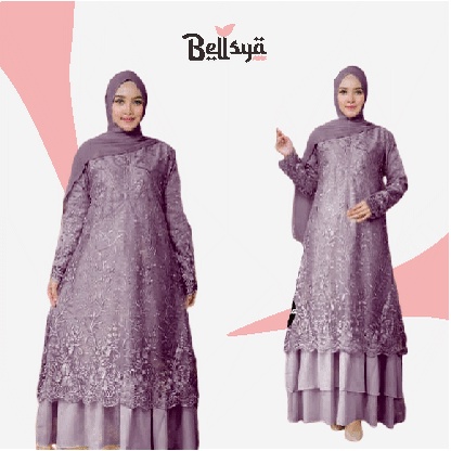 BEST SELLER  TERMURAH (ADA JUMBO) Gamis Brokat terbaru Ainun syar'i/ Gamis brokat busui tille/Gamis 