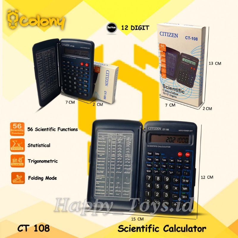 

CitizenCT-108 Kalkulator Scientific Calculator Belajar Sekolah Calkulator Kakulator Mini Saku Kecil 12 Digit Murah Bagus Awet Asli Ori Original Digital Saintifik Fisika Matematika