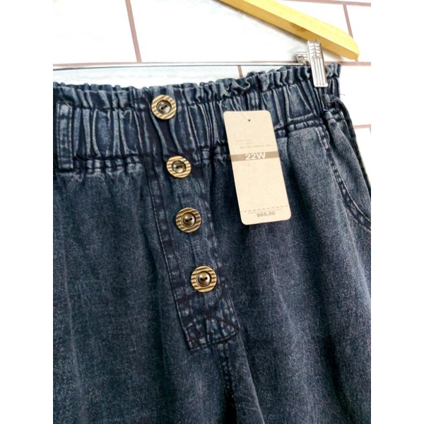 RIBI BAGGY JEANS JUMBO/celana jeans panjang baggy jumbo wanita model kancing pinggang karet yegina