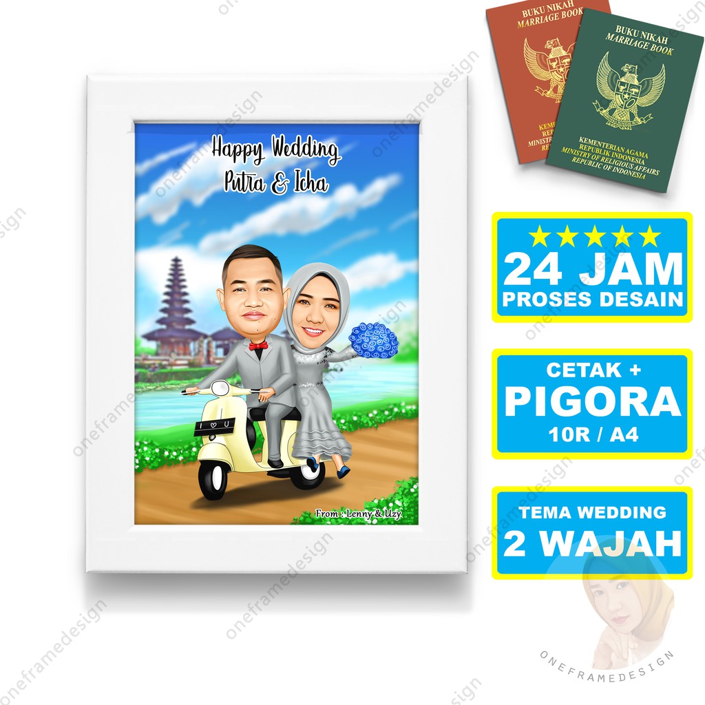 

Kado Wedding Pigora 10RS A4 Karikatur Vespa Nikah Gift