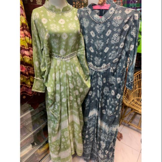 Gamis jumputan motif jumputan alam