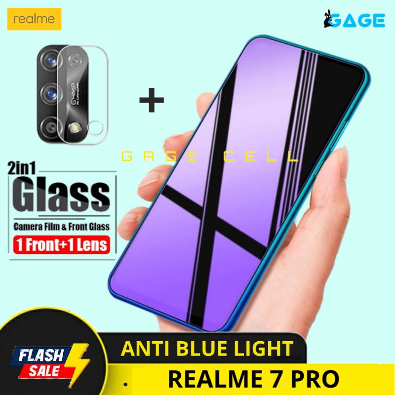 2in1 TEMPERED GLASS TG ANTI BLUE LIGHT CLEAR FULL LAYAR KAMERA REALME 7 PRO 7PRO SCREEN PROTECTOR