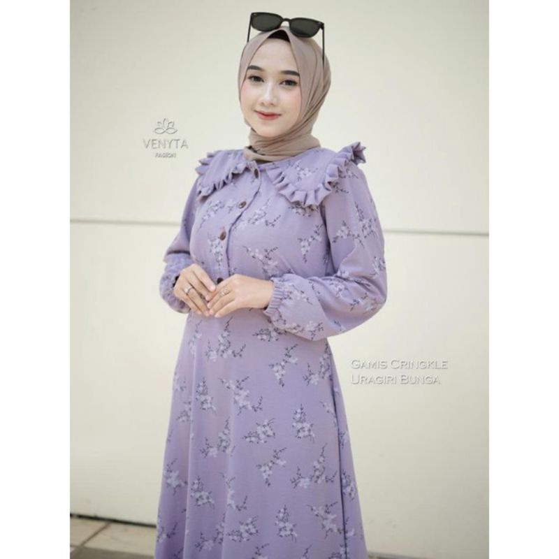 gamis crinckle uragiri motif bunga free bros