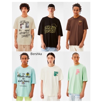 Bershka Printed boxy-fit short sleeve T-shirt / Kaos Pria / Kaos Wanita / Unisex