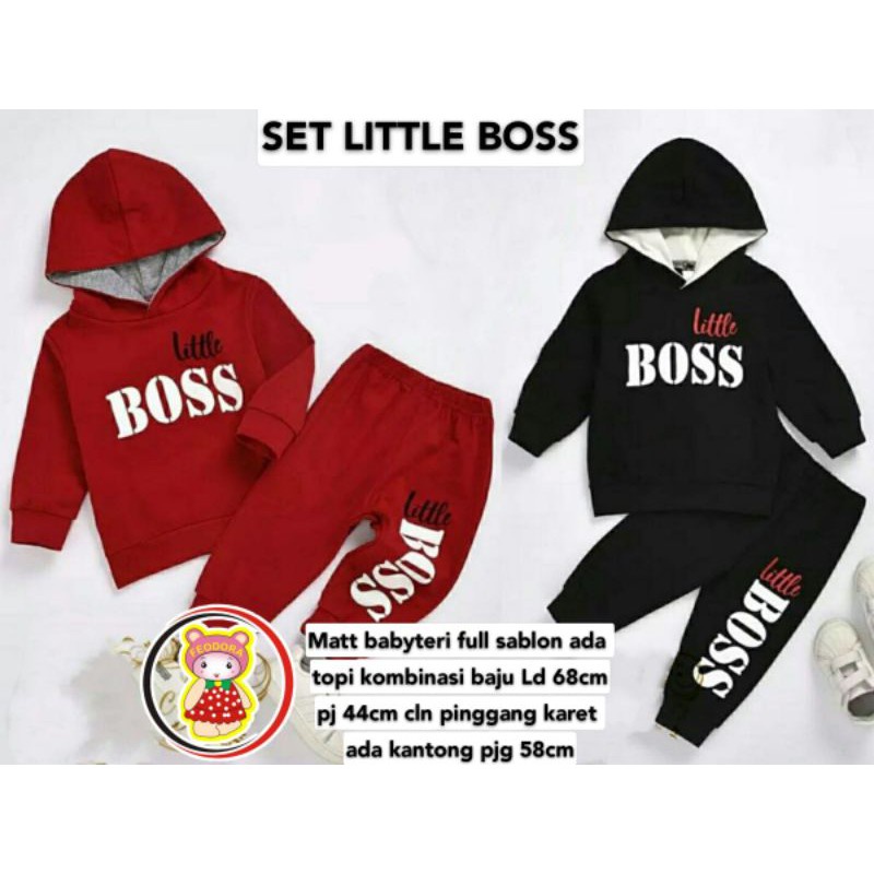 Setelan hoddie anak laki-laki / set little boss kid / baju anak Korea terbaru / FD SETELAN HOODIE ANAK MURAH