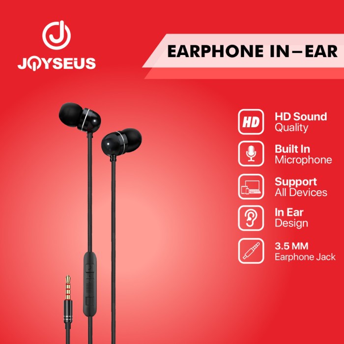 Earphone / Headset JOYSEUS JM D03 Earbuds with Mic Black - EP0026