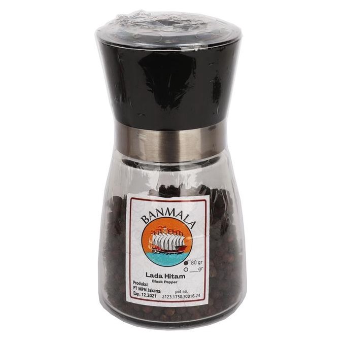 

[[COD]] Lada Hitam dengan gilingan black Pepper with Mill 80g Banmala Spices TERJAMIN Kode 1079