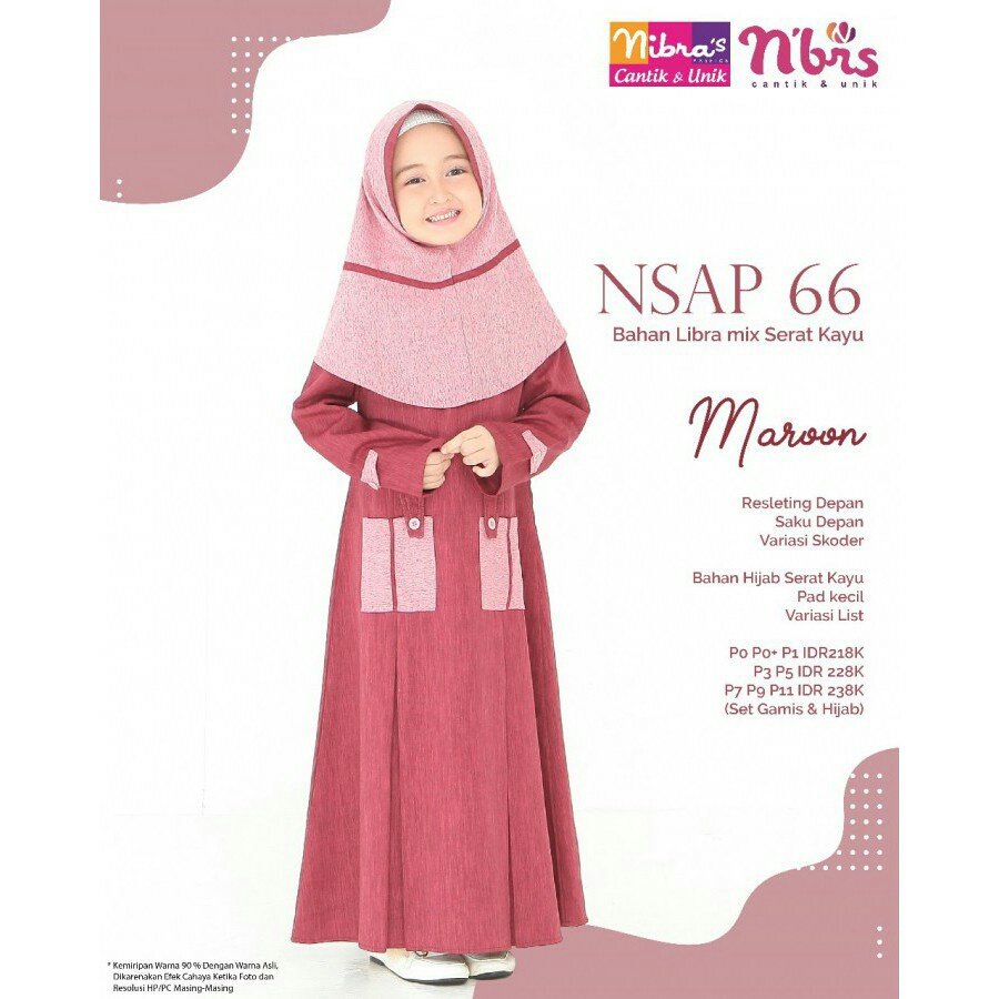 GAMIS ANAK NIBRAS NSAP 066 / MAROON / GOLD