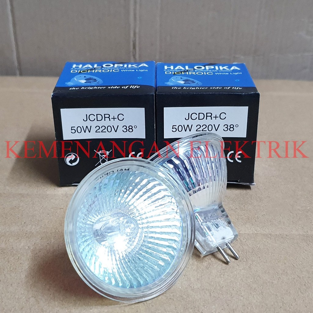 LAMPU HALOPIKA HALOGEN MANGKOK 50W MR16 SINAR KUNING DICHROIC 50 W 50WATT 220V / HALOGEN TUSUK MR 16 50W 220 V