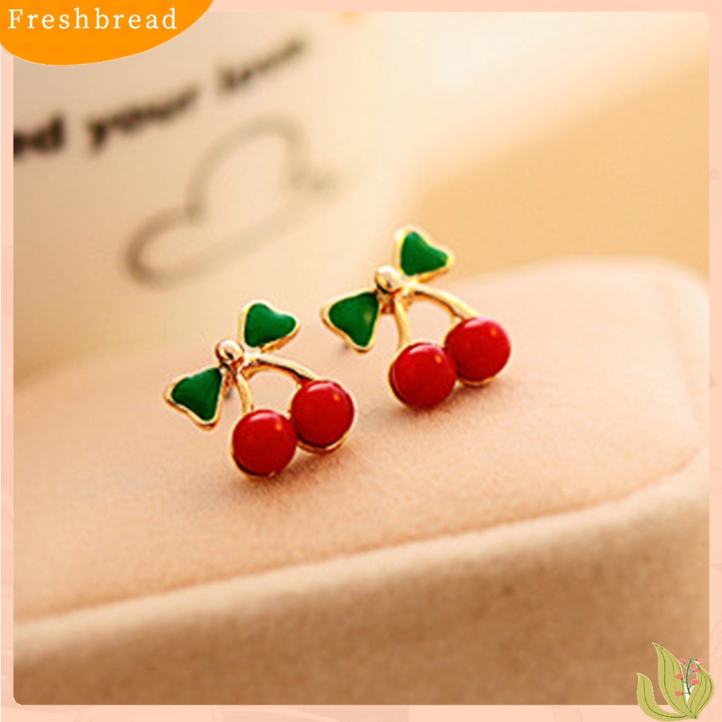 Terlaris 2Pcs Stud Ear Ring Colorful Decorative Golden Color Cherry Stud Earring for Dressing Room