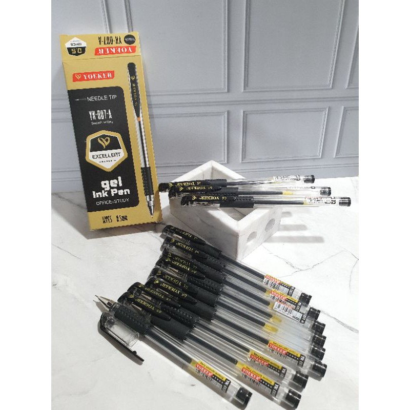 (12pc) pen gel murah/gel pen hitam/bolpen gel termurah/pen murah/pena/pulpen gel-1