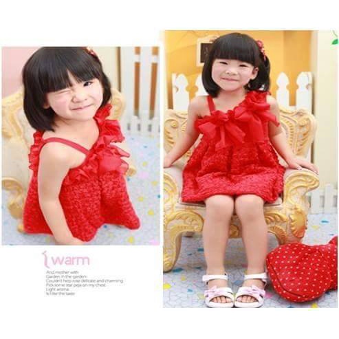 Dress Merah Anak Perempuan Impor Kutung ukuran 1-3tahun