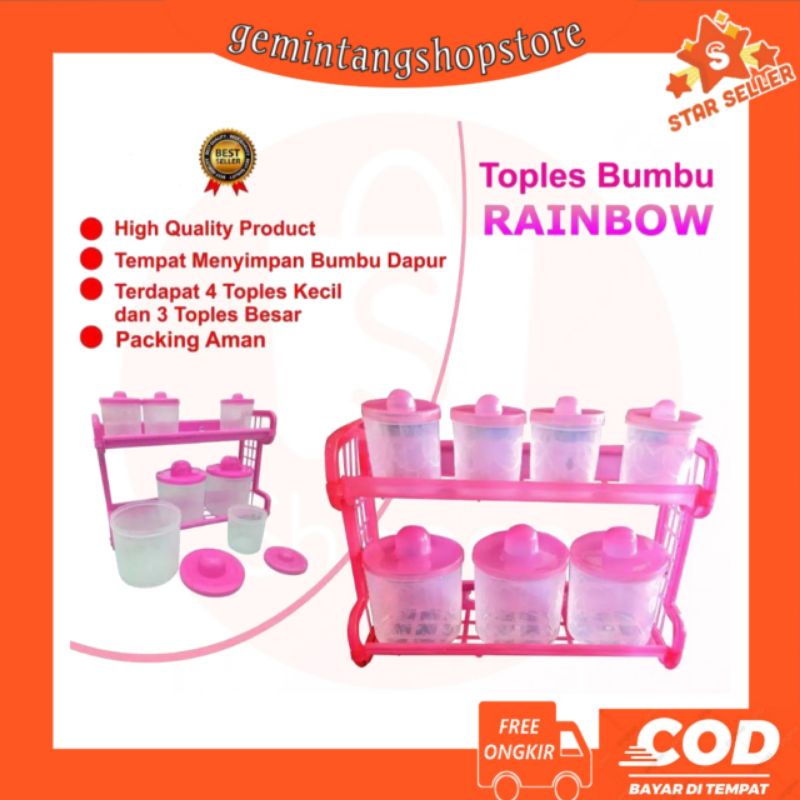 Tempat Bumbu Dapur Kitchen Set Rainbown / Rak Bumbu Dapur Susun / Rak Tempat Bumbu Dapur
