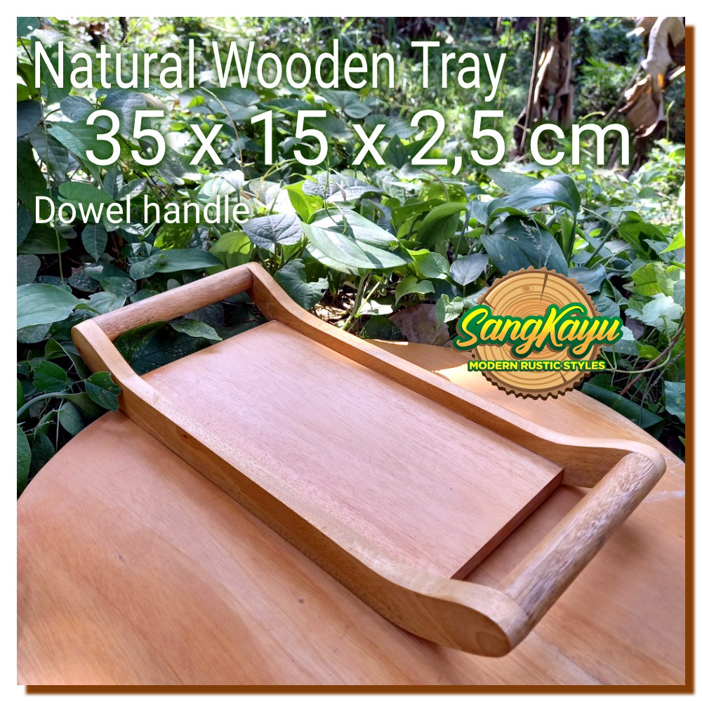 Nampan kayu 35x15x2cm dowel handleWooden Tray nampan saji serving tray