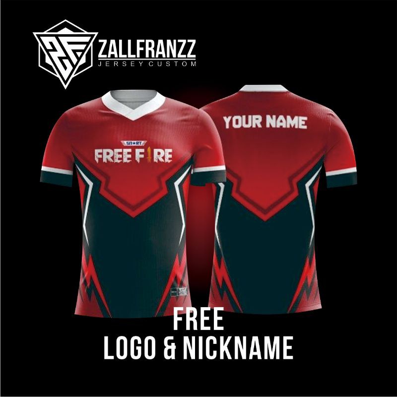 Jersey Baju Kaos Gaming Costum FREE FIRE MLBB PUBGM AOV CODM