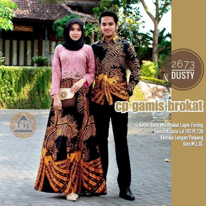 Baju Batik Couple / Batik Sarimbit / Couple Gamis Brokat Luna Barak 2673