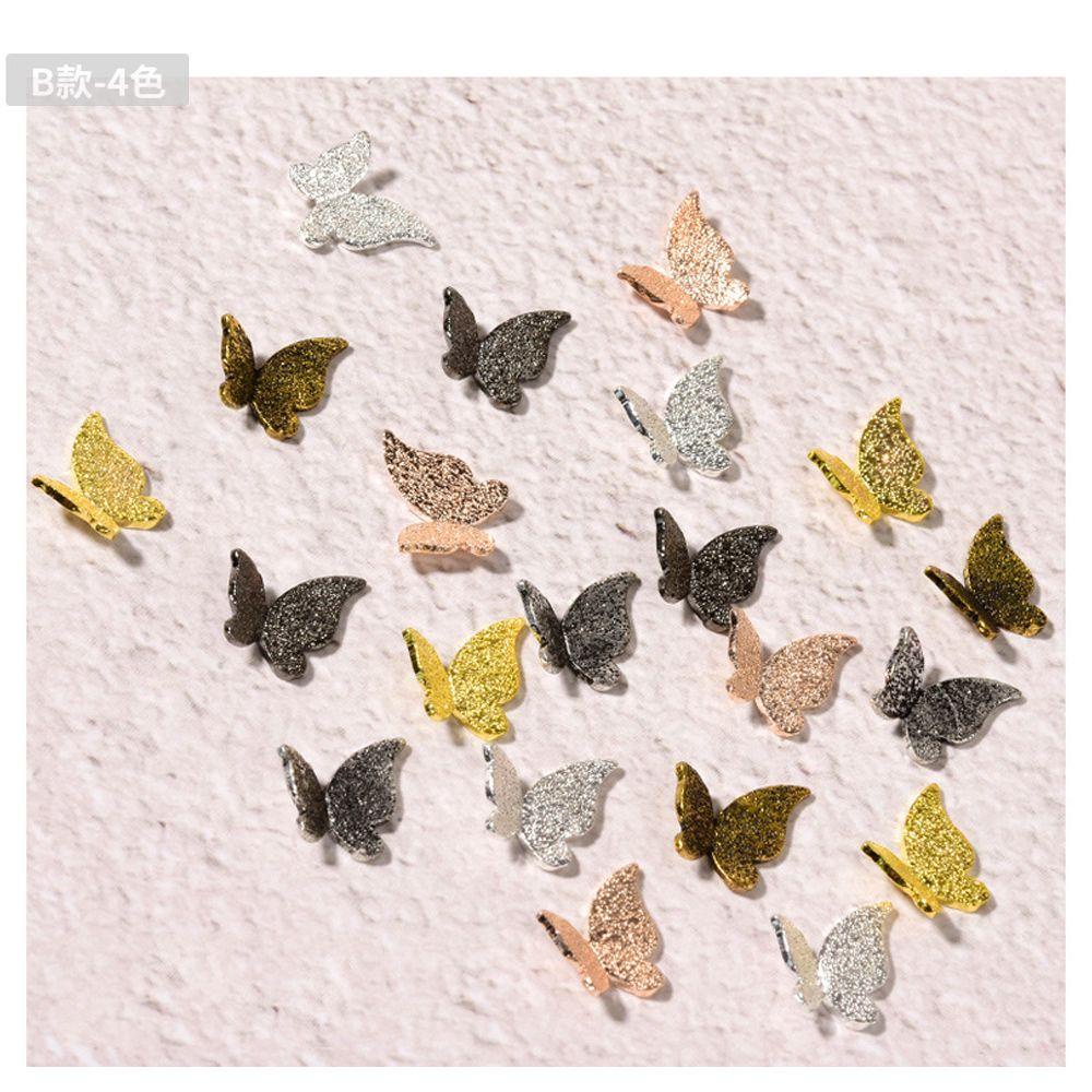 Mxbeauty Hiasan Kuku Rhinestones DIY INS Gaya Dekorasi Kuku Bahan Metal Frosted Butterfly