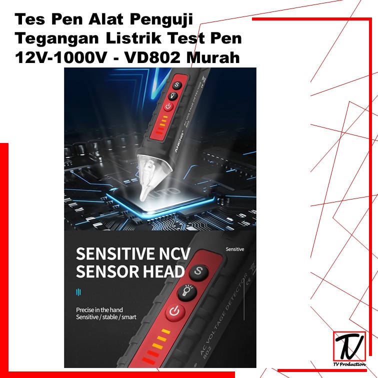 Test Pen Non Contact AC Voltage  Alert Detector 12V-1000V - VD802 /Alat Penguji Tegangan Listrik