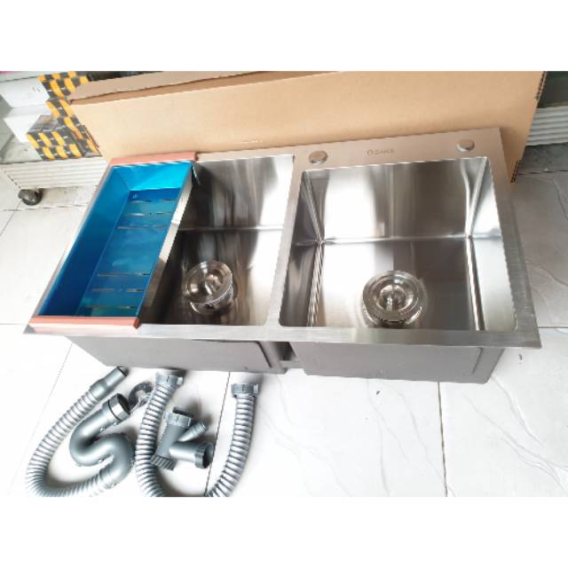 Bak cuci piring 2 lubang stainless SUS304