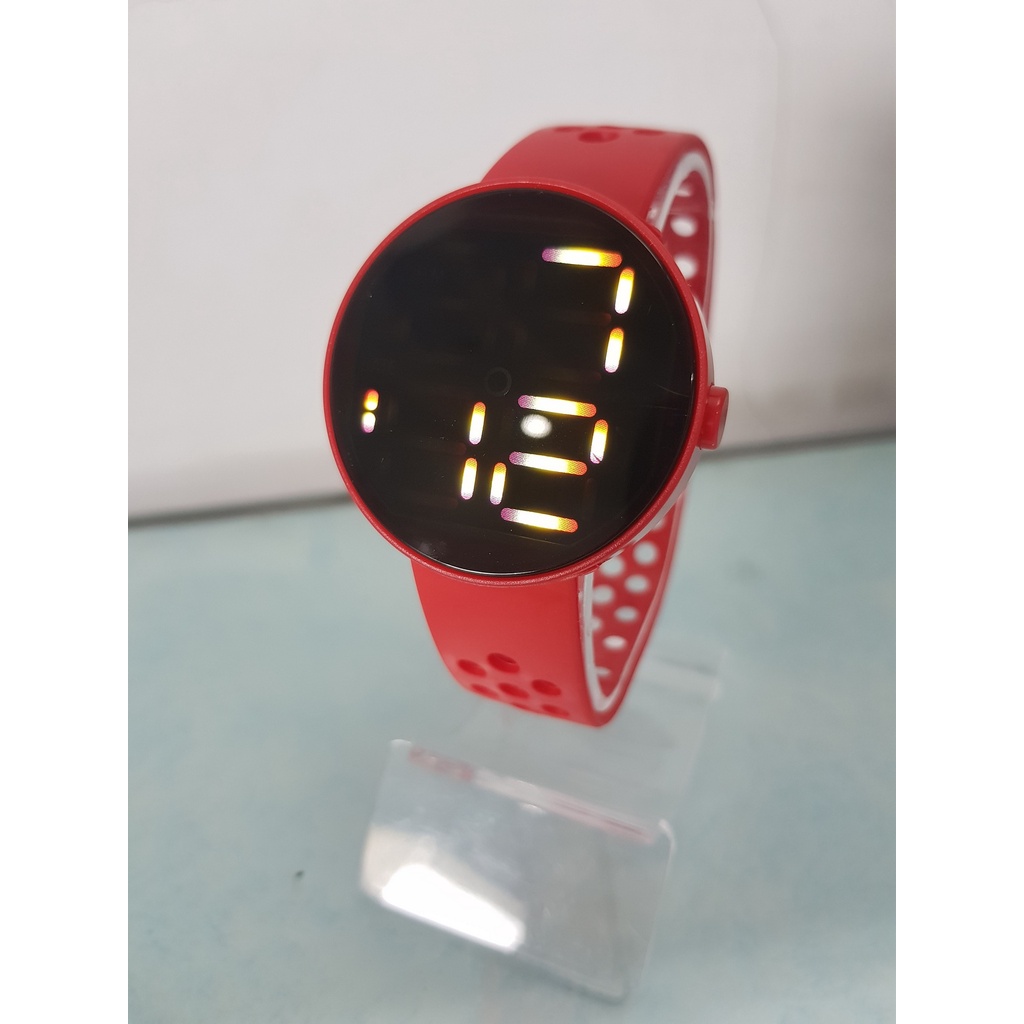 JAM TANGAN DIGITAL ANTI AIR MURAH RAINBOW WATCH KARET SPORT LED PRIA WANITA COUPLE HIGH QUALITY COD-RED