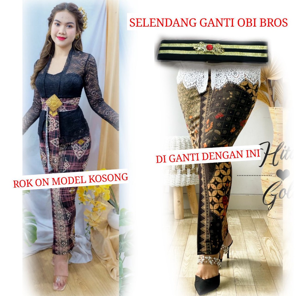 Setelan kebaya sofia strait LILY kebaya bali lengan panjang bahan melar dan rok moscreft selendang Kebaya pengantin pesta wisuda modern-Hitam