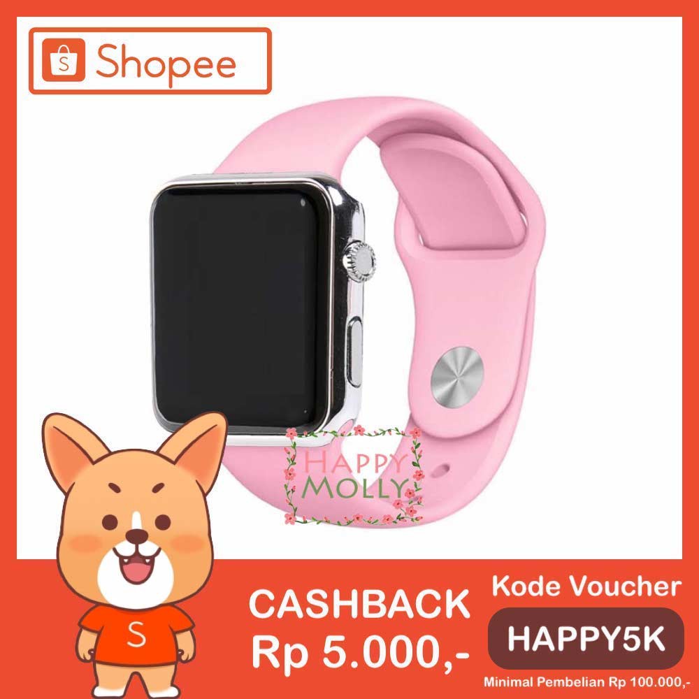 LED Watch [ Baby Pink Silver ] Jam Tangan Digital Pria &amp; Wanita - Strap Rubber