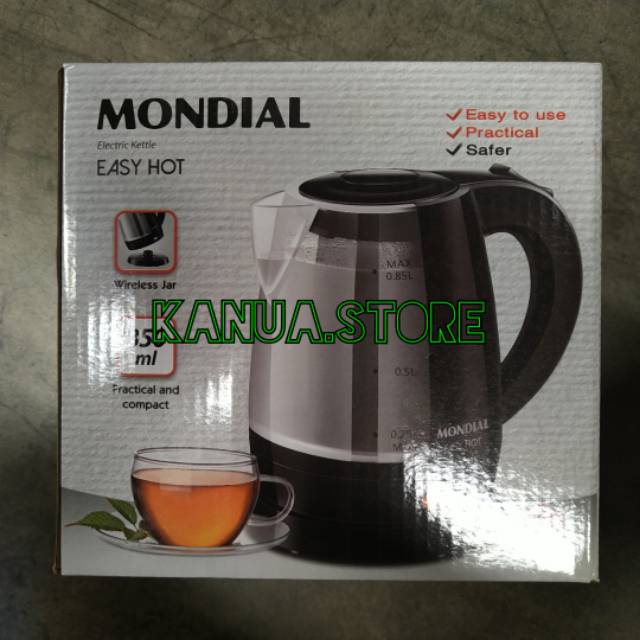 Mondial electric kettle easy hot 850ml kapasitas

easy to use
faster 
safer
practical and compact