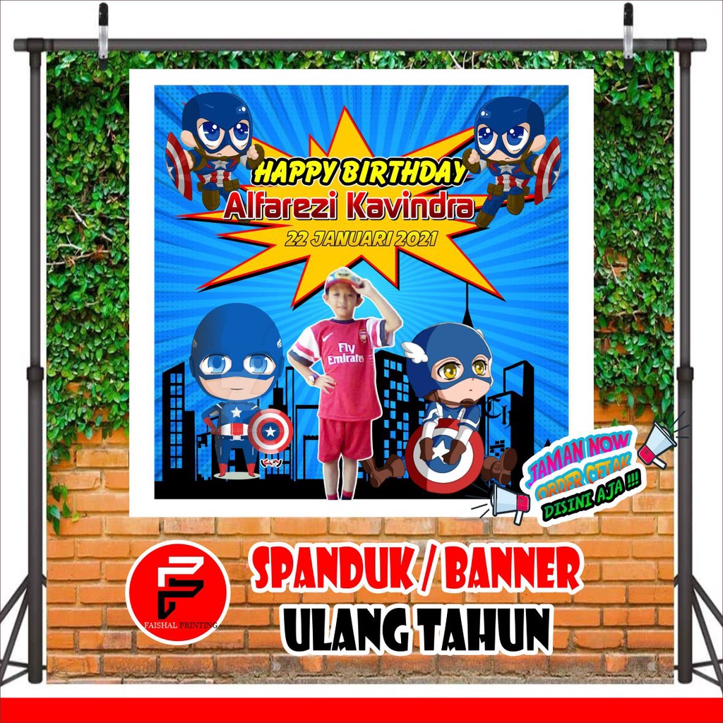 Jual Spanduk / Banner / Backdrop Ulang Tahun Custom Tema captain ...