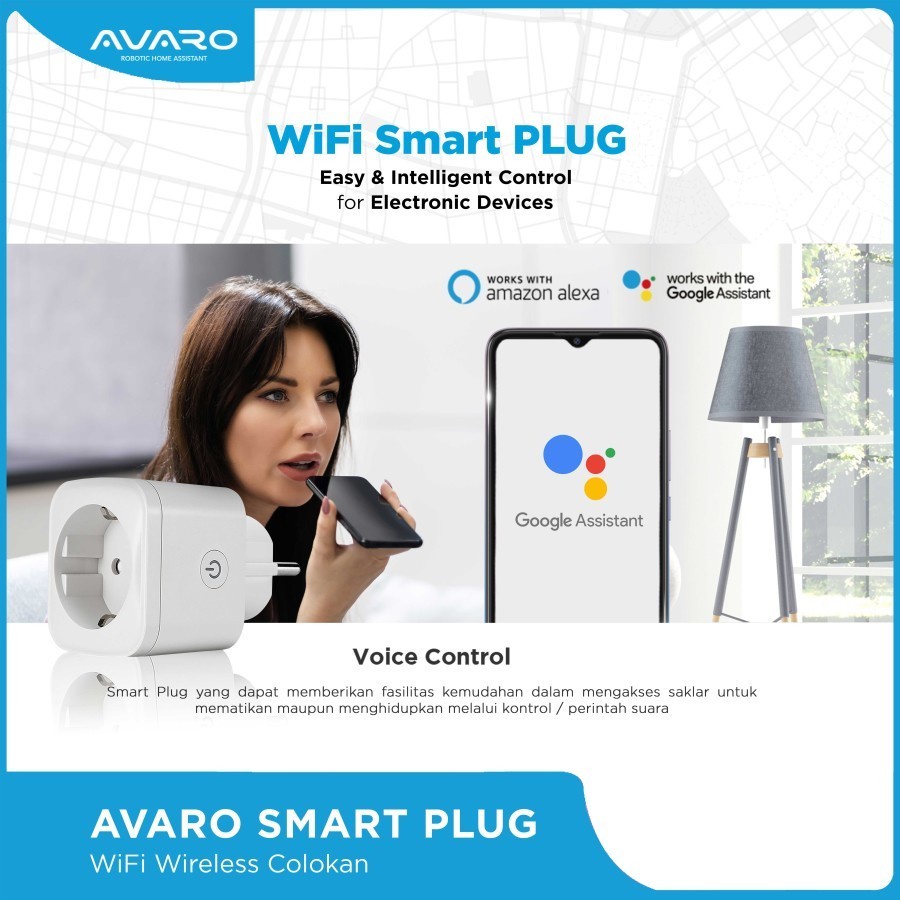 WiFi Smart Plug AVARO- AVARO Smart Plug WiFi 2.4Ghz 16A IoT Smart Home