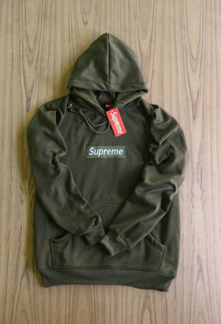 Jaket sweater hodie supreme putih