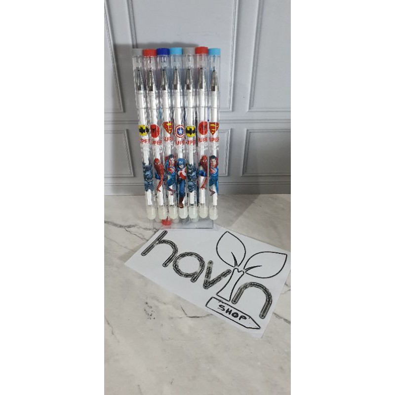(12pc) pen bisa hapus/pen gel hapus/erasable pen/pen hapus lucu fancy-Superhero 3306