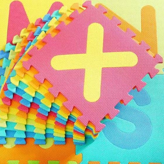 ☆ Matras Puzzle Lantai Ukuran 30x30 Evamat Motif Huruf Angka Buah Dan Transportasi ♛