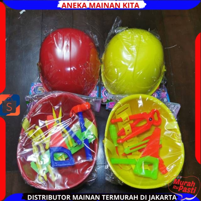 Mainan Perkakas dengan Helm / Konstruksi / Peralatan Tukang Berkualitas Harga Murah LE2 SNI MURAH