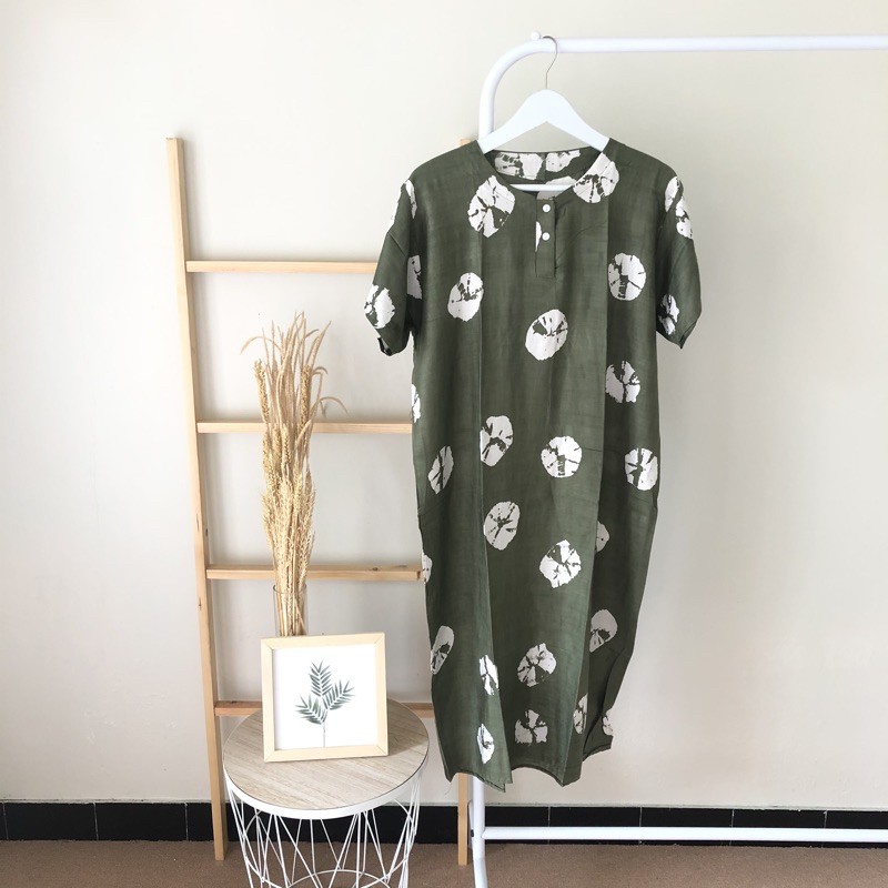 hirafa - Daster Shibori Tie Dye / Daster Pendek Baju Tidur Santai Motif Jumputan-Hijau Muda