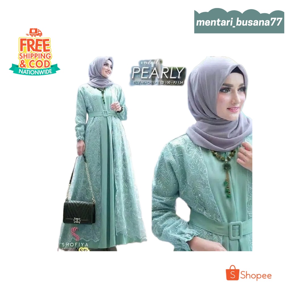 ELEGANT Gamis Pearly Maxy Dress Jumbo Murah! / mentari_busana77 gamis dewasa//remaja terlaris2022 / Terbaru pakaaian muslim wanita / Gamis Brukat Tulle Tile / Ukuran M L XL XXL 3XL / Bayar di tempat (cod)