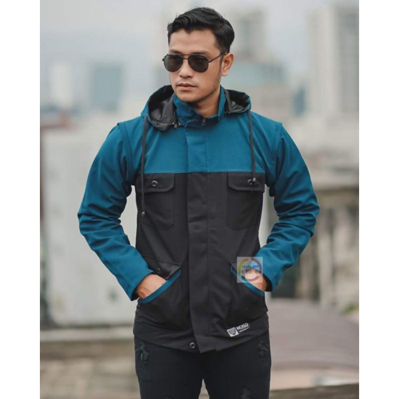 JAKET PRIA PARKA PDL BLUE BLACK