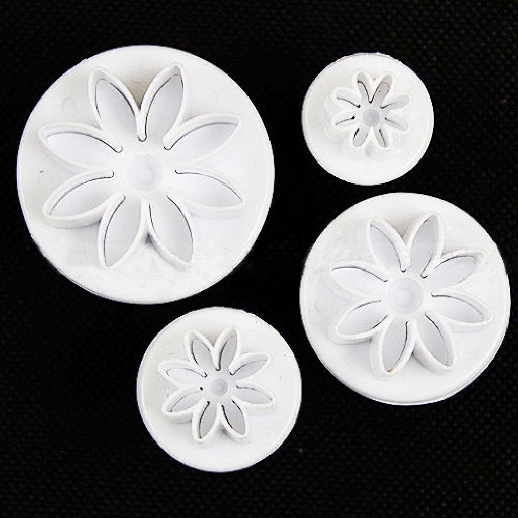 // justenjoyingg.id // 4X Cake Fondant Sugarcraft Decor Cookie Mould Mold Plunger Daisy Flower Cutter ~