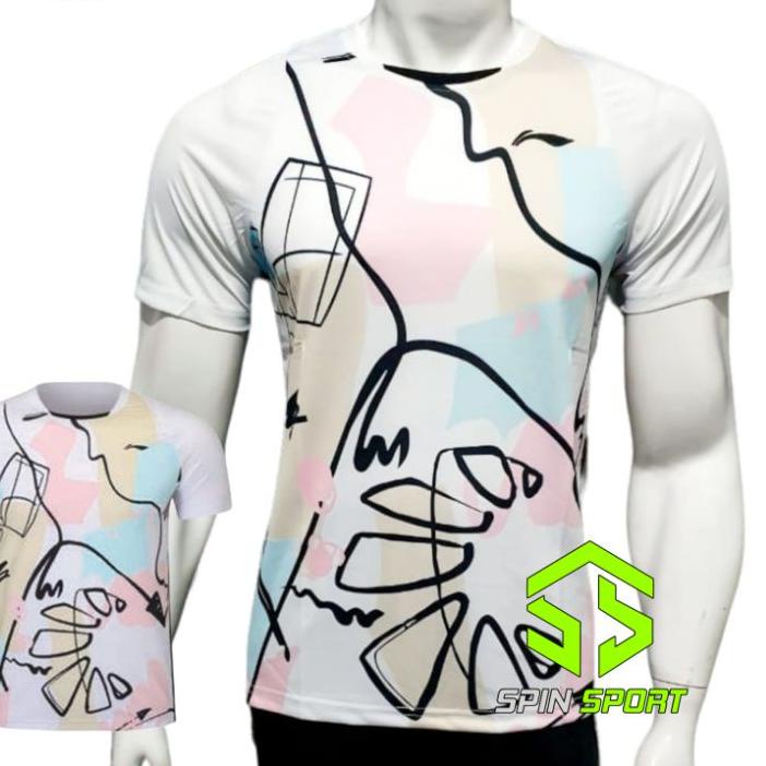 L1333 Putih Lining Summer Collection 2022 Kaos Baju Lining Li-Ning Import  At Dry Badminton Tenis Me