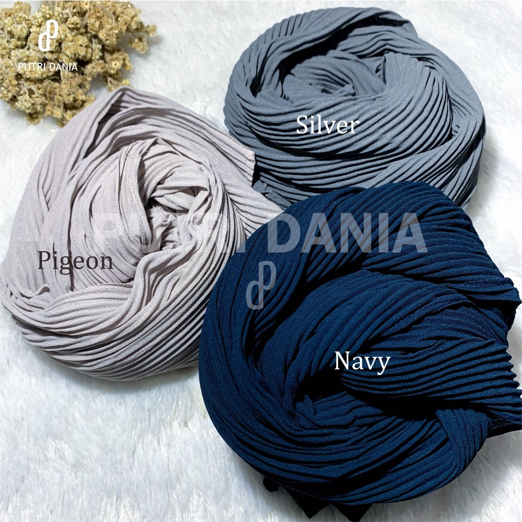 Putri Dania Pashmina Plisket LIDI Full Ceruty Babydoll Armani PREMIUM ukuran 180x75cm