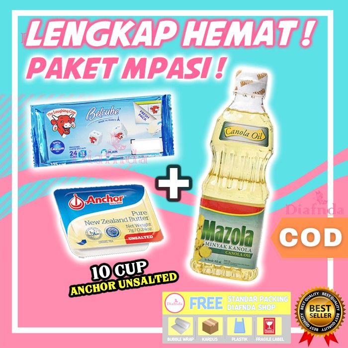 Jual Paket Mpasi Minyak Mazola Canola Kanola Oil Keju Belcube Anchor Unsalted Butter Bayi 6 Bulan Indonesia Shopee Indonesia