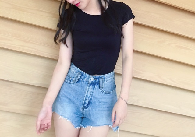 T-Shirt Casual Sexy Slim Fit Crop Top Kaos Lengan Pendek 1001 (S-XL)