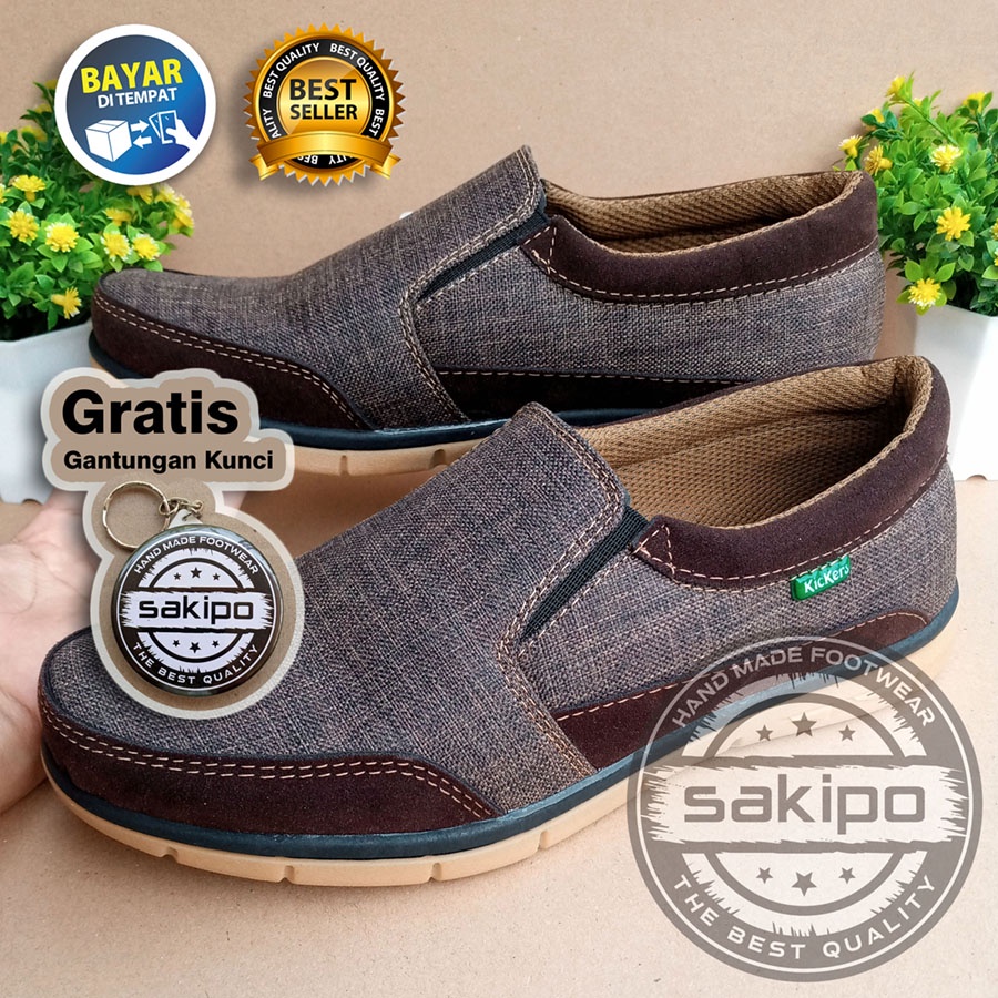 PROMO 9.9 !! SEPATU KASUAL PRIA DEWASA SLIP ON WARNA COKLAT MURAH BERKUWALITAS SOL KARET TRENDI NYAMAN DIPAKAI / SEPATU SANTAI PRIA DEWASA / SEPATU KERJA LAPANGAN / SEPATU KERJA KANTORAN / SAKIPO