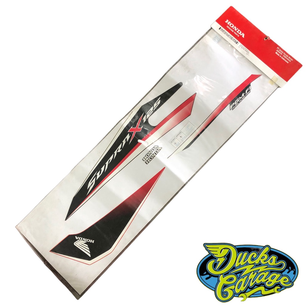 Striping Sticker Stiker List Body Honda Supra X 125 FI New 2014 Hitam Merah Original BAGIAN KANAN SAJA