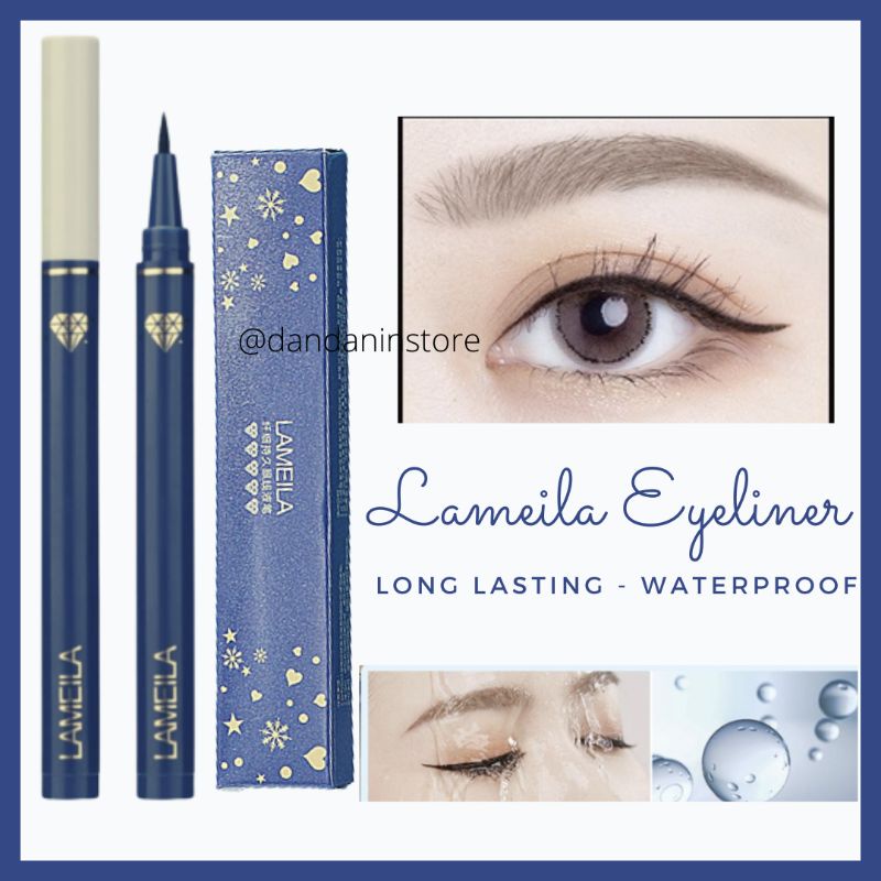 Lameila eyeliner pensil Pen cair Hitam profesional makeup Box Biru Tahan Air Lama Waterproof Kosmetik Kecantikan Mata Wanita Original Murah