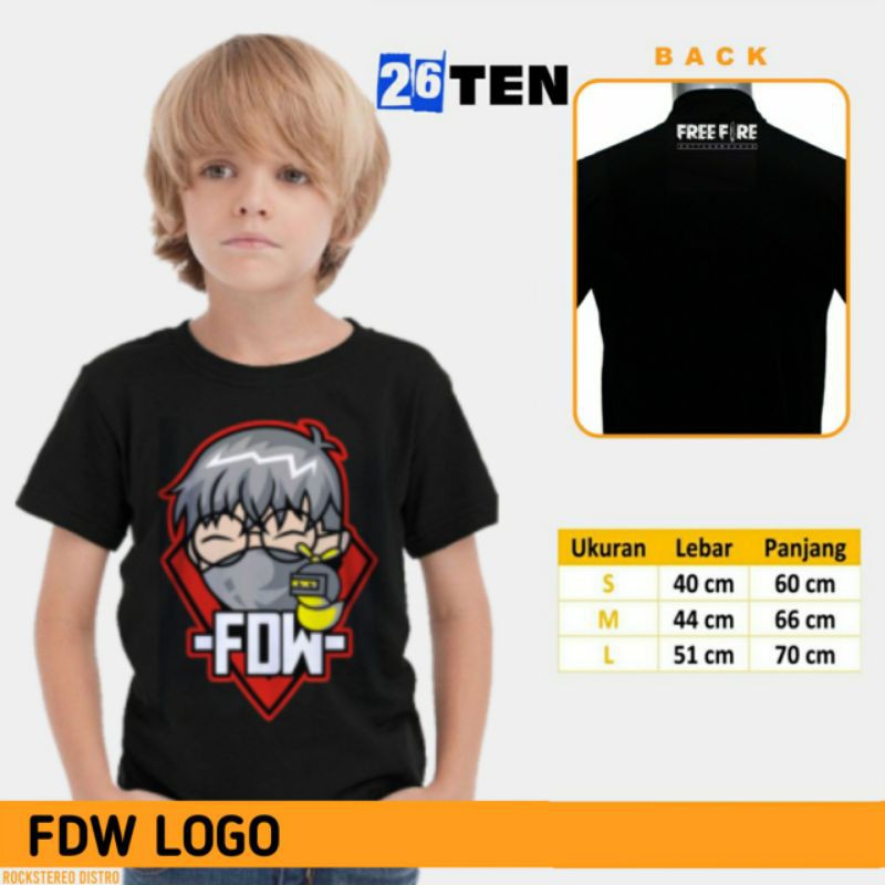 Baju Free Fire FDW Logo - Baju Anak - Baju Distro - Baju FF - Baju Free Firee