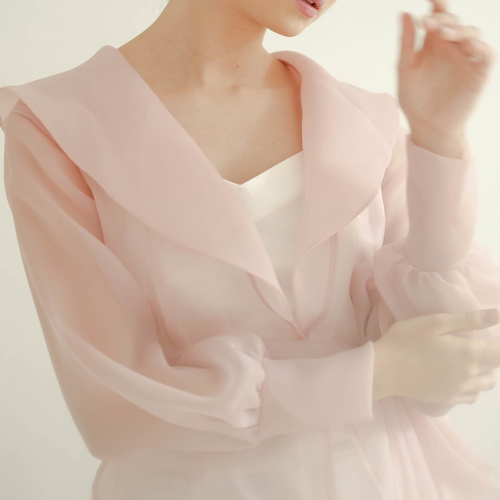 Aura Label - Kalila Organza Top Pink - BESTSELLER MOST WANTED blouse wanita organza puff-1