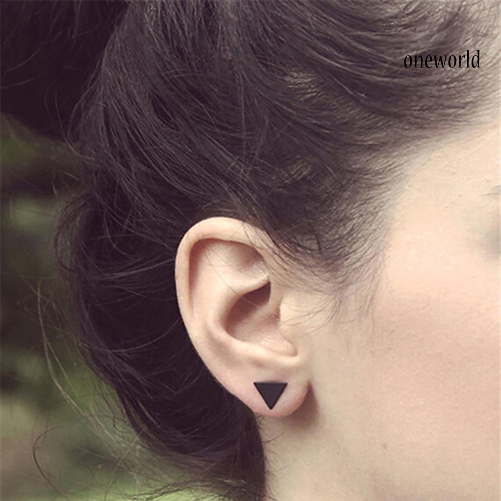 OW@ 1 Pair Ear Studs Triangle Fashion Jewelry Alloy Lady Punk Style Simple Triangle Earring for Dating